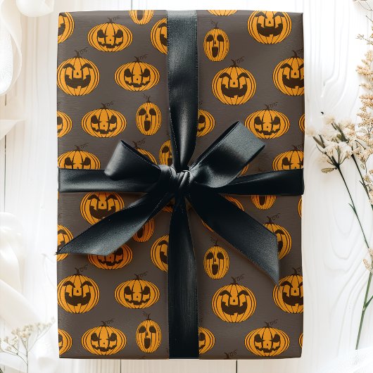 Halloween Pompoenen Lachende Jack O'Lantern Patroo Cadeaupapier