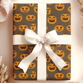 Halloween Pompoenen Lachende Jack O'Lantern Patroo Cadeaupapier