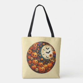 Halloween Pompoenen, Maan & Vleermuizen Boodschapp Tote Bag