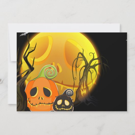 Halloween pompoenen maanlicht kostuum feest kaart (Achterkant)