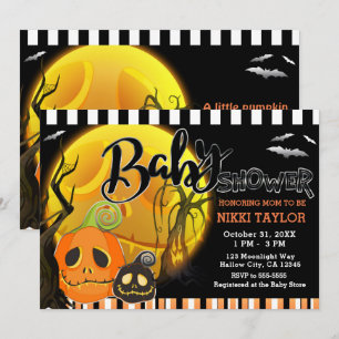 Halloween Pompoenen Maneschijn Baby Shower Kaart