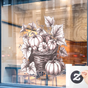 Halloween pompoenen met herfstbladeren raamsticker