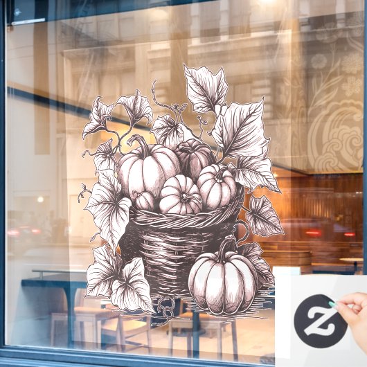 Halloween pompoenen met herfstbladeren raamsticker (Cafe Raam)