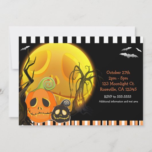 Halloween Pompoenen Moonlight 1e Verjaardagsfeest Kaart (Achterkant)