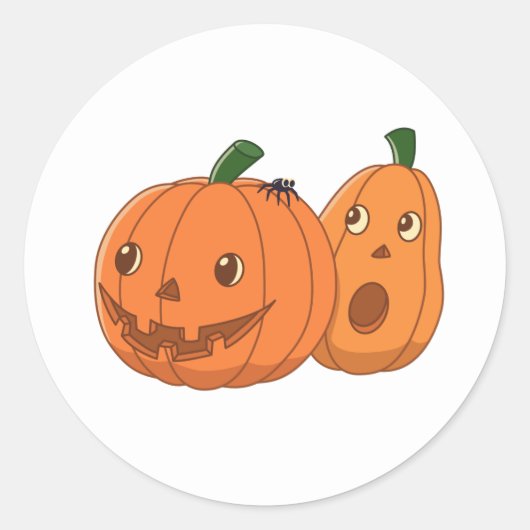 Halloween Pompoenen Paar Ronde Sticker (Voorkant)