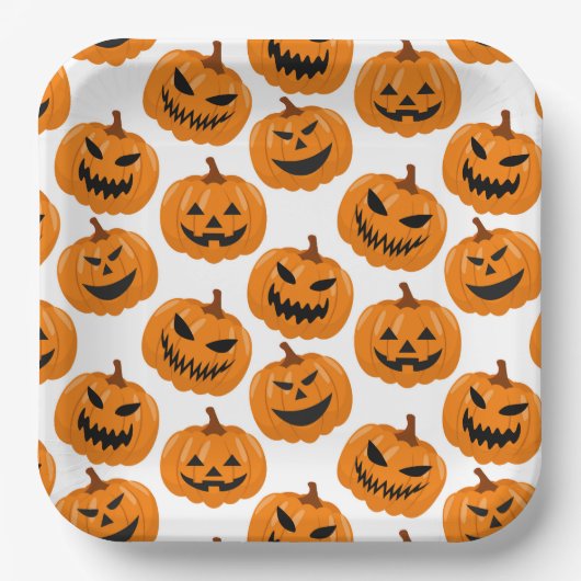 Halloween pompoenen papier Borden Papieren Bordje (Voorkant)