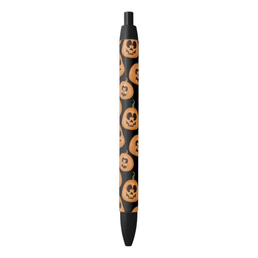 Halloween pompoenen patroon zwart oranje schattig zwarte inkt pen (Voorkant Verticaal)