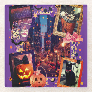Halloween pompoenen Schattige Girly Spooky Glazen Onderzetter