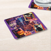 Halloween pompoenen Schattige Girly Spooky Kartonnen Onderzetters (Schuin)
