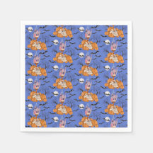 Halloween, pompoenen, schedel en vleermuisservette