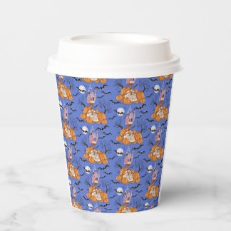 Halloween, pompoenen, schedel en vleermuizen papie papieren bekers