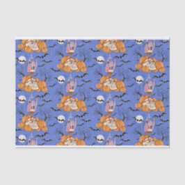 Halloween, pompoenen, schedel en vleermuizen tissu tissuepapier