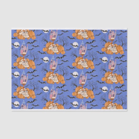 Halloween, pompoenen, schedel en vleermuizen tissu tissuepapier (Voorkant)