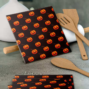 Halloween Pompoenen, Sinaasappelkleurige Pompoenen Tegeltje