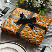 Halloween pompoenen strepen Jack O'Lanterns patroo Cadeaupapier
