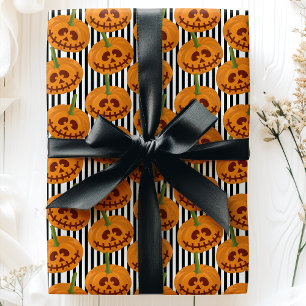 Halloween pompoenen strepen Jack O'Lanterns patroo Cadeaupapier