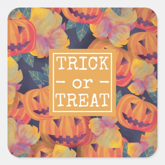 Halloween pompoenen Trick or treat | Sticker Seal (Voorkant)