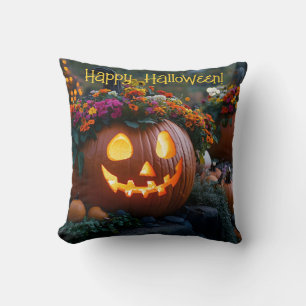 Halloween pompoenen versierd met bloemen kussen