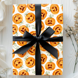 Halloween Pompoenen Vintage Waterverf Patroon Cadeaupapier