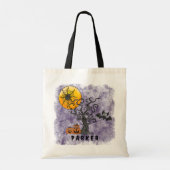Halloween pompoenen vleermuis spooky boomnaam Paar Tote Bag (Achterkant)