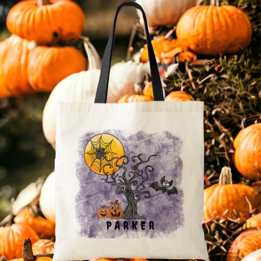 Halloween pompoenen vleermuis spooky boomnaam Paar Tote Bag