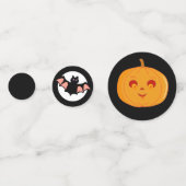 Halloween pompoenen & vleermuizen confetti (Achterkanten)