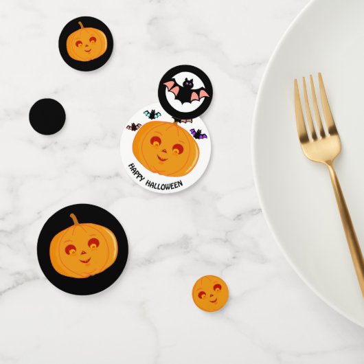 Halloween pompoenen & vleermuizen confetti (Groep)