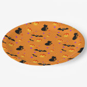 Halloween pompoenen, vleermuizen en katten op sina papieren bordje (Gekanteld)