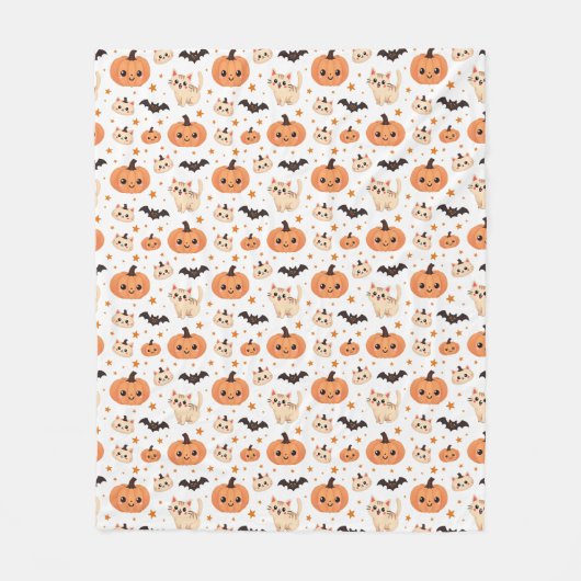 Halloween pompoenen vleermuizen katten - vrolijk fleece deken (Voorkant)