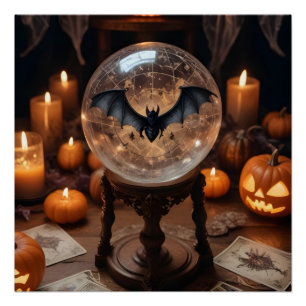 Halloween pompoenen vleermuizen Schattigee spookac Perfect Poster