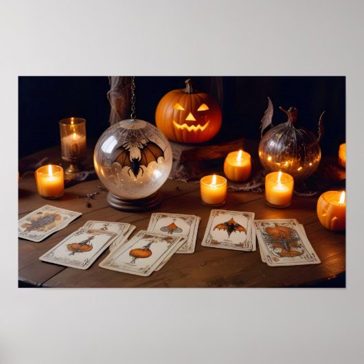 Halloween pompoenen vleermuizen Schattigee spookac Poster (Voorkant)