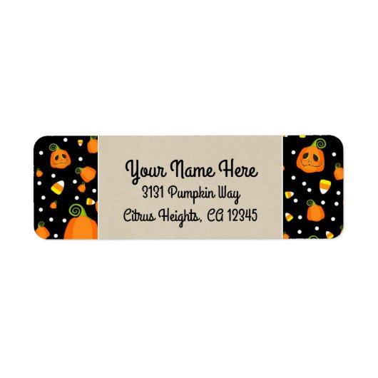 Halloween Pompoenen Whimsical Feest Kraft Etiket (Voorkant)