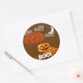 HALLOWEEN POMPOENENKOPPEN RONDE STICKER (Envelop)