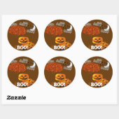 HALLOWEEN POMPOENENKOPPEN RONDE STICKER (Vel)