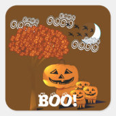 HALLOWEEN POMPOENENKOPPEN VIERKANTE STICKER (Voorkant)