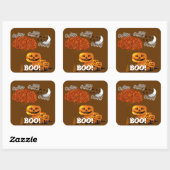 HALLOWEEN POMPOENENKOPPEN VIERKANTE STICKER (Vel)
