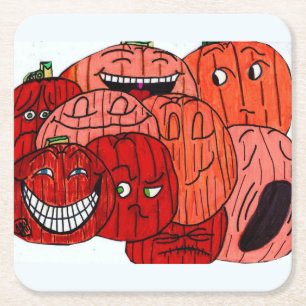 HALLOWEEN POMPOENENPLUK KARTONNEN ONDERZETTERS