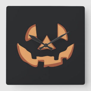 Halloween - pompoengesicht vierkante klok