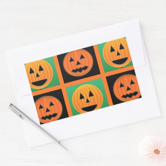 Halloween-pompoengezicht Rechthoekige Sticker (Envelop)