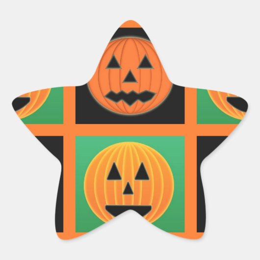 Halloween-pompoengezicht Ster Sticker (Voorkant)