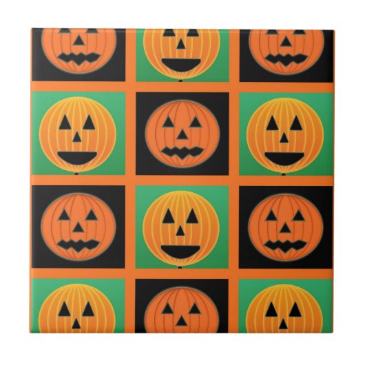 Halloween-pompoengezicht Tegeltje (Voorkant)