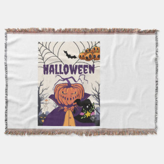 Halloween pompoenheer op het kerkhof deken