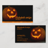 Halloween pompoenhoofdhefboom op hout visitekaartje (Voorkant / Achterkant)