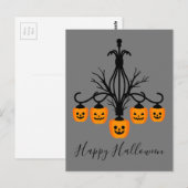 Halloween pompoenkandelaar briefkaart (Voorkant / Achterkant)