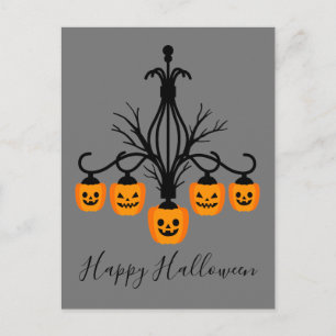Halloween pompoenkandelaar briefkaart