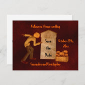 Halloween pompoenkop aankondigingskaart (Voorkant / Achterkant)