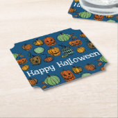 Halloween pompoenkoppen kartonnen onderzetters (Gekanteld)