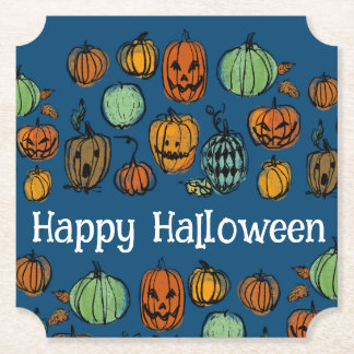 Halloween pompoenkoppen kartonnen onderzetters