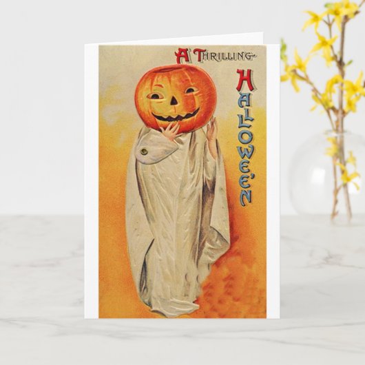 Halloween pompoenkostuum kaart (Gele Bloem)