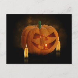Halloween pompoenlantaarn met kaarsen briefkaart